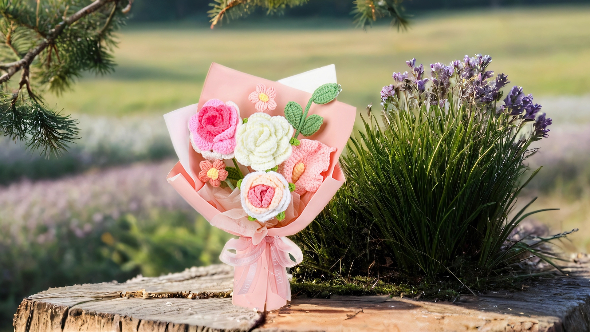 Amazon.com: MengxFly Crochet Flower Bouquet Pink, Handmade Crochet